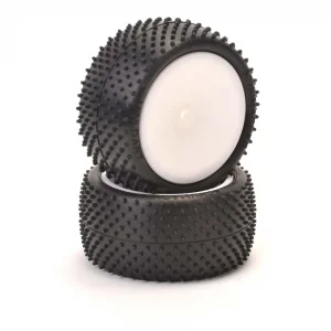 Schumacher Mini Dart Tyres - Silver - Pre Glued on Rear Buggy Wheels