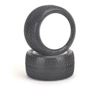 Schumacher Honeycomb Tyres - Yellow - Pre Glued on 1:10 Rear Buggy Wheels With Cragg Inserts (2)