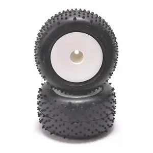 Schumacher Mini Spike Tyres Pre Glued on 12mm Hex Wheels - Silver (2)