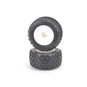 Schumacher Stagger Rib Tyres Pre Glued on 12mm Hex Wheels - Blue (2)