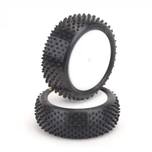 Schumacher Mezzo Front 1:10 4WD Buggy Front Tyres - Yellow - Pre-Glued (2)