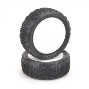 Schumacher Cactus Fusion 2 - 1:10 4WD Front Tyres Pre Glued on White Rims - Yellow (2)	