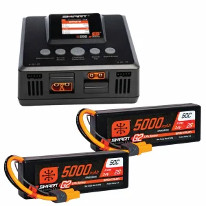 Spektrum SMART Powerstage 4S Surface Bundle - 2 x G2 5000mAh 2S LiPo IC5 With S250 Charger