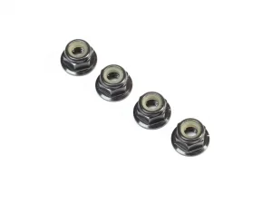 Black Aluminium Flanged Locknut - M4 x 0.7mm x 7mm (4)