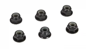 4mm Black Aluminium Serrated Lock Nuts (6)