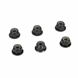 4mm Black Aluminium Serrated Lock Nuts (6)