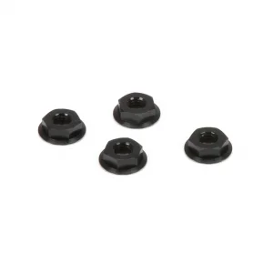 M4 Aluminium Serrated Nuts - Low Profile - Black (4)