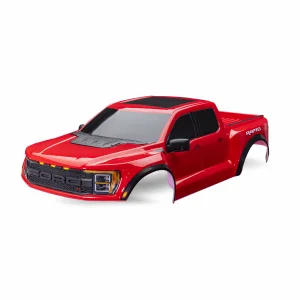 Traxxas Body, Ford Raptor R, complete (red) (includes grille, tailgate trim, side mirrors, decals, + clipless mounting) (requires 10124 + 10125 body mounts)
