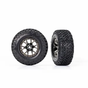 Traxxas Tyres + wheels, assembled, glued (Ford Raptor R black chrome wheels, BFGoodrich All-Terrain T/A KO2 Tyres, foam inserts) (2) (2WD front)