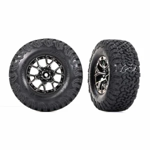 Traxxas Tyres + wheels, assembled, glued (Ford Raptor R black chrome wheels, BFGoodrich All-Terrain T/A KO2 Tyres, foam inserts) (2) (4WD front/rear, 2WD rear)