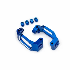 Traxxas Caster blocks, 6061-T6 aluminium (blue-anodised), left + right, 4x22mm pin (4), 3x10mm BCS (with threadlock) (4), retainers (4)