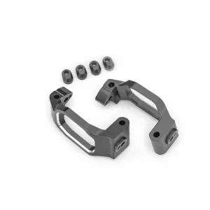 Traxxas Caster blocks, 6061-T6 aluminium (grey-anodised), left + right, 4x22mm pin (4), 3x10mm BCS (with threadlock) (4), retainers (4)