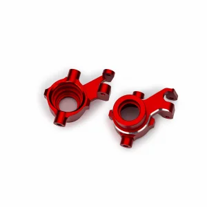 Traxxas Steering blocks, 6061-T6 aluminium (red-anodised), left + right, 3x18mm BCS (with threadlock) (2)
