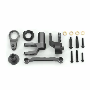 Traxxas Steering bellcranks, draglink (gray-anodised 6061-T6 aluminium)/ bellcrank bushing (1)/ 3x20mm BCS (with threadlock) (2)/ 3x20mm BCS (with threadlock) (2)/ 3x20mm shoulder screws (with threadlock) (2)/ 3x15mm BCS [(