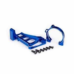 Traxxas Motor mounts (front + rear) (blue-anodised 6061-T6 aluminium)/ 3x10mm CCS (with threadlock) (4)/ 4x12mm BCS (with threadlock) (2) (for use with 3461 motor)