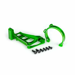 Traxxas Motor mounts (front + rear) (green-anodised 6061-T6 aluminium)/ 3x10mm CCS (with threadlock) (4)/ 4x12mm BCS (with threadlock) (2) (for use with 3483 motor)