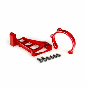 Traxxas Motor mounts (front + rear) (red-anodised 6061-T6 aluminium)/ 3x10mm CCS (with threadlock) (4)/ 4x12mm BCS (with threadlock) (2) (for use with 3483 motor)
