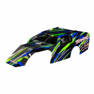 Traxxas Body, Slash Mudboss, green (painted, decals applied) (assembled with front + rear body mounts and body support for clipless mounting)