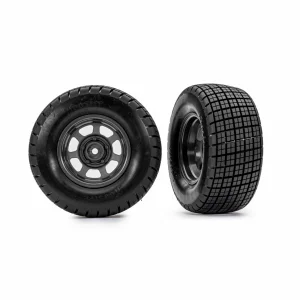 Traxxas Tyres + wheels, assembled, glued (dirt oval, graphite gray wheels, Hoosier tyres, foam inserts) (2) (2WD front only)