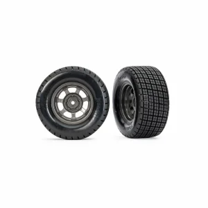 Traxxas Dirt Oval Grey Front Wheels w/ Hoosier Tyres (2)