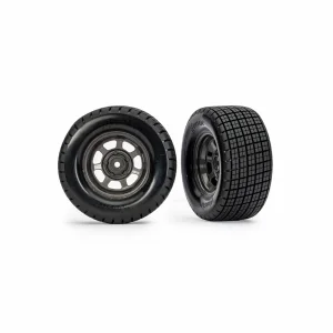 Traxxas Dirt Oval Grey Rear Wheels w/ Hoosier Tyres (2)