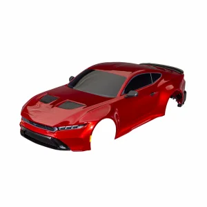 Traxxas Body, Ford Mustang, complete (red) (painted, decals applied) (includes side mirrors, spoiler, grilles, vents, + clipless mounting)