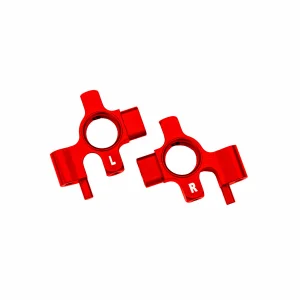 Traxxas Steering blocks, 6061-T6 aluminium (red-anodised), left + right/ 3x12mm BCS (with threadlock) (4)