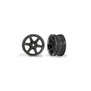 Traxxas Wheels, 1.9 six spoke (graphite gray w/chrome rim) (front) (2)