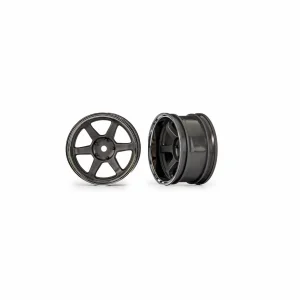 Traxxas Wheels, 1.9 six spoke (graphite gray w/chrome rim) (wide, rear) (2)