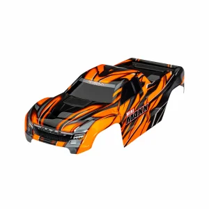 Traxxas Body, Mini MAXX, orange (painted, decals applied)