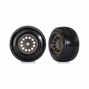 Traxxas Tyres + wheels, assembled (charcoal grey wheels, dual profile (2.1 outer, 2.6 inner), Response Pro tyres, foam inserts) (2)