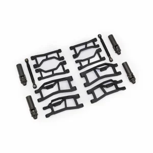 Traxxas Suspension kit, Mini MAXX WideMaxx, black (includes front + rear suspension arms, front toe links + outer half shafts (extended)