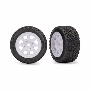 Traxxas White Front Mini Rally Wheels with Rally Tires (2)