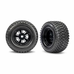 Traxxas Wheels + Tyres, Assembled, Glued (Pro Scale Sand Car Race black wheels, Gravix tyres, foam inserts) (rear) (1 left, 1 right)