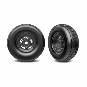 Traxxas Wheels + Tyres, assembled, glued (Pro Scale Sand Car black chrome wheels, dual profile tyres (3.2 outer, 4.9 inner), foam inserts) (front) (1 left, 1 right)