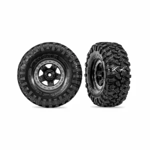 Traxxas Tyres + wheels, assembled, glued (TRX-4 Sport black, satin chrome beadlock 1.9 wheels, Canyon Trail 4.6x1.9 tyres) (2)