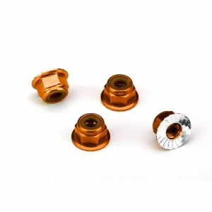 Traxxas M4 Flanged Nylon Locking Nuts - Serrated Orange Aluminium (4)