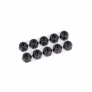 Traxxas Nuts, 4mm nylon locking, black (10)