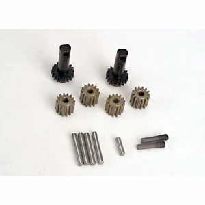 Traxxas Planet gears (4)/ planet shafts (4)/ sun gears (2)/sun gear alignment shaft (1) all hardened steel