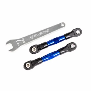 Traxxas Camber links, rear (TUBES blue-anodised, 7075-T6 aluminium, stronger than titanium) (2) (assembled with rod ends and hollow balls)/ aluminium wrench (1) (fits Drag Slash)