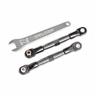 Traxxas Camber links, front (TUBES charcoal gray-anodised, 7075-T6 aluminium, stronger than titanium) (2) (assembled with rod ends and hollow balls)/ aluminium wrench (1) (fits Drag Slash)