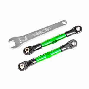 Traxxas Camber links, front (TUBES green-anodised, 7075-T6 aluminium, stronger than titanium) (2) (assembled with rod ends and hollow balls)/ aluminium wrench (1) (fits Drag Slash)