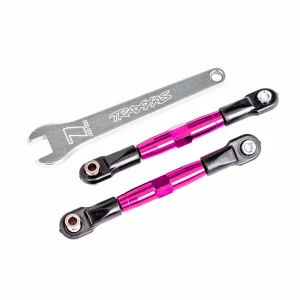 Traxxas Camber links, front (TUBES pink-anodised, 7075-T6 aluminium, stronger than titanium) (2) (assembled with rod ends and hollow balls)/ aluminium wrench (1) (fits Drag Slash)
