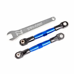 Traxxas Camber links, front (TUBES blue-anodised, 7075-T6 aluminium, stronger than titanium) (2) (assembled with rod ends and hollow balls)/ aluminium wrench (1) (fits Drag Slash)