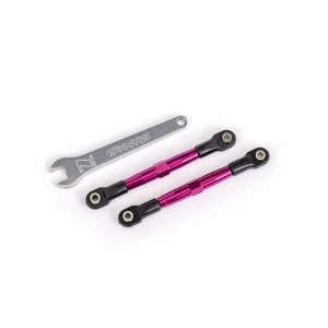 Traxxas Toe links, front (TUBES pink-anodised, 7075-T6 aluminium, stronger than titanium) (2) (assembled with rod ends and hollow balls)/ aluminium wrench (1) (fits Drag Slash)