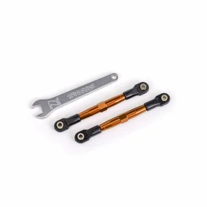 Traxxas Toe links, front (TUBES orange-anodised, 7075-T6 aluminium, stronger than titanium) (2) (assembled with rod ends and hollow balls)/ aluminium wrench (1) (fits Drag Slash)