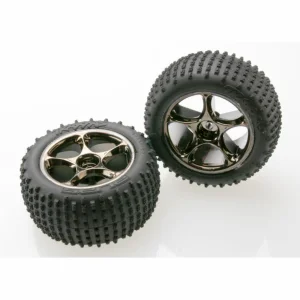 Traxxas Alias Tires with Tracer 2.2 Black Chrome Wheels (assembled glued) (rear) (TSM rated)