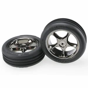 Traxxas Alias Tires with Tracer 2.2 Black Chrome Wheels (assembled glued) (front)