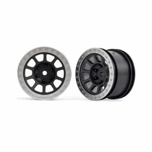 Traxxas Wheels, 2.2 (graphite gray, satin chrome beadlock) (2) (Bandit rear)