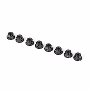 Traxxas Nuts, 3mm nylon locking, flanged, black (8)